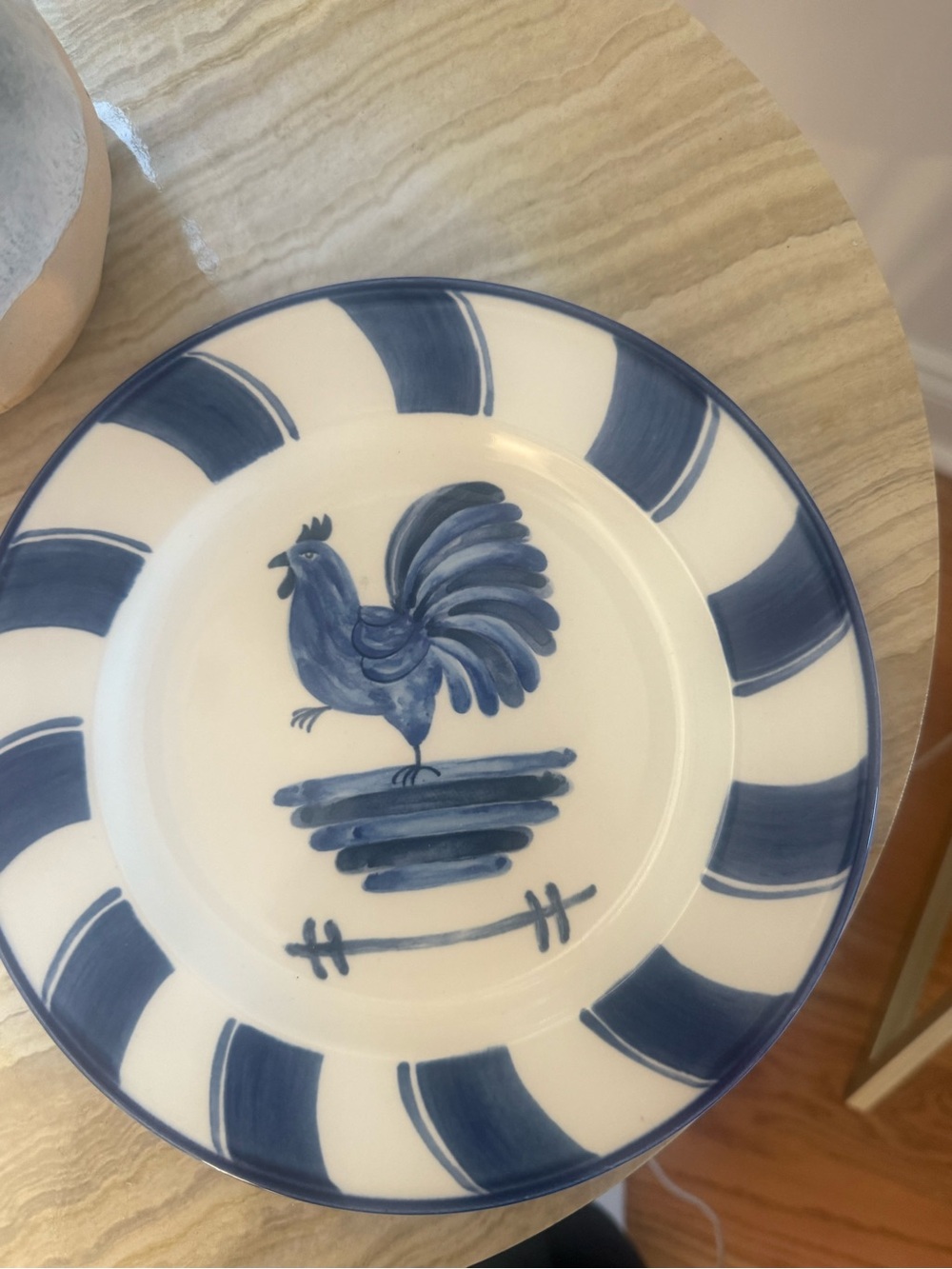 Vintage Mikasa sunrise Blue and White Rooster Ceramic Plate